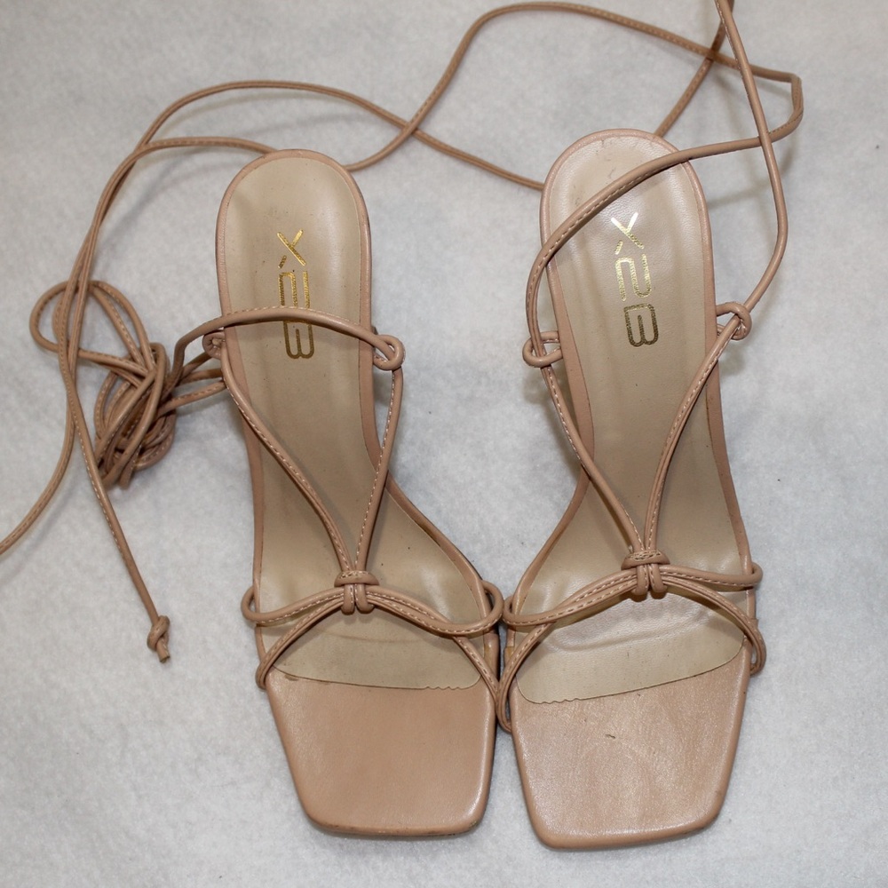 Elegant Beige Strappy Heels
